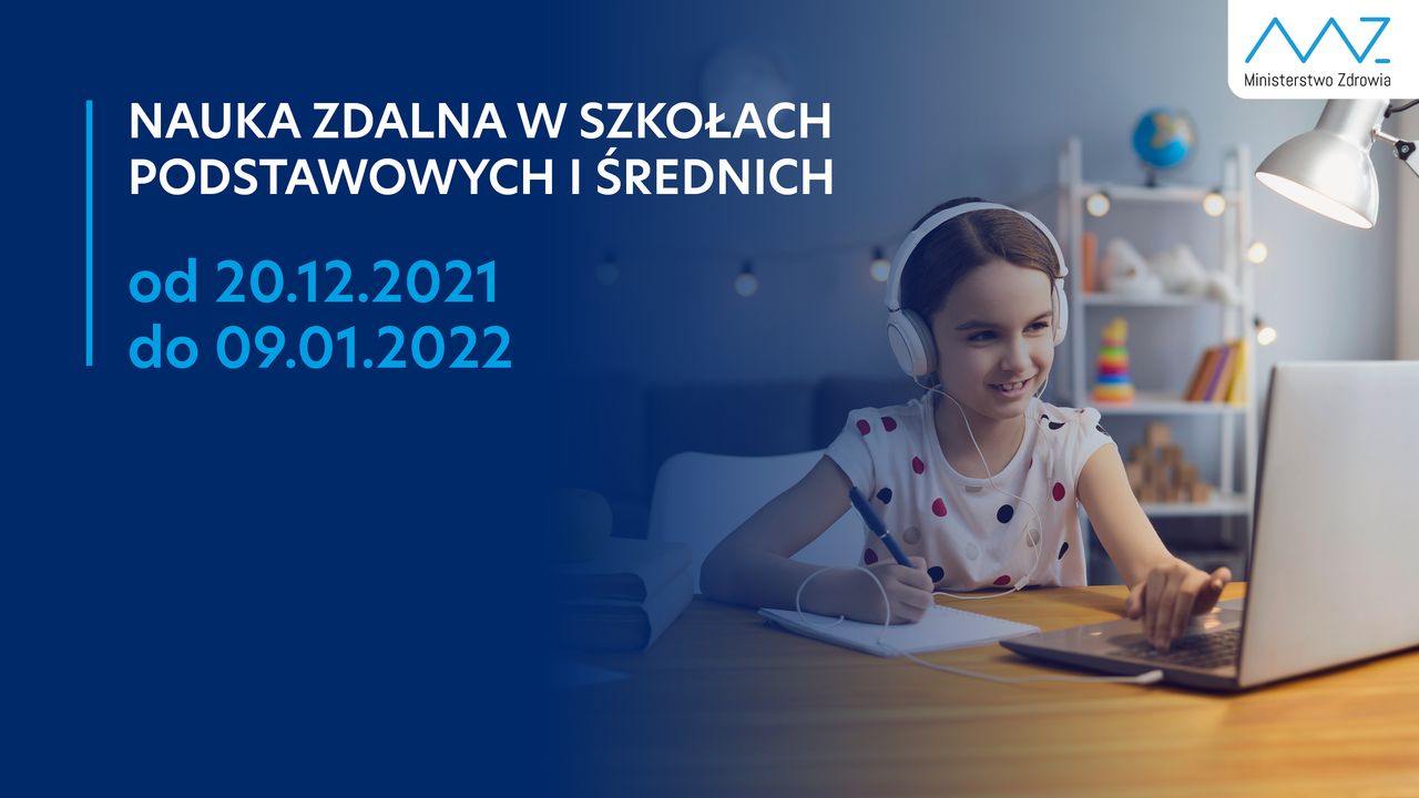 nauka zdalna w szkołach podstawowych i średnich od 20.12.2021 do 09.01.2022