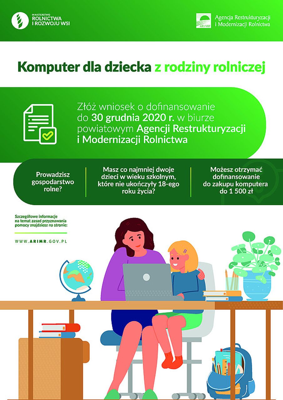 plakat komputer dla dziecka z rodziny rolniczej