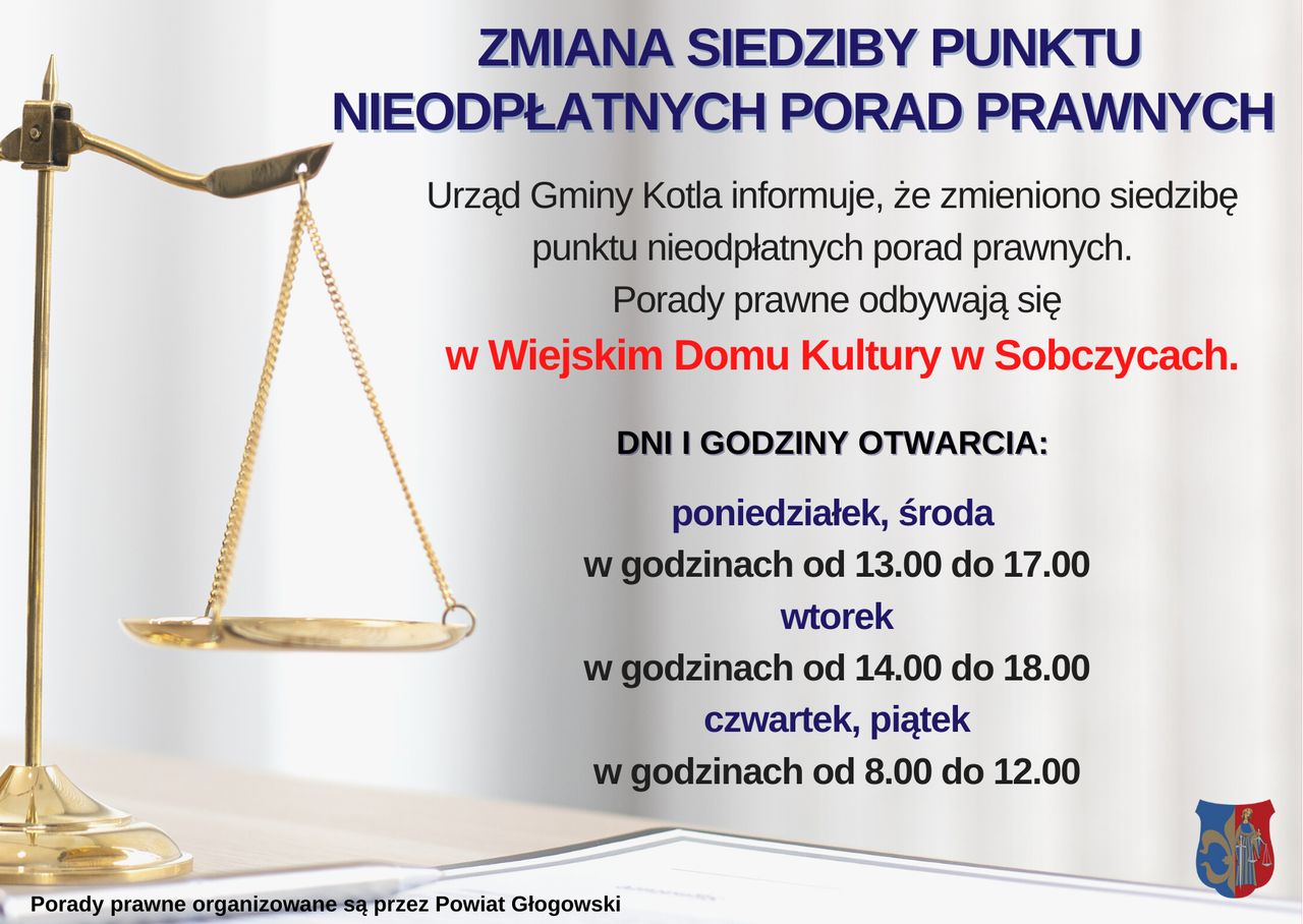 zmiana siedziby punktu nieodpłatnych porad prawnych