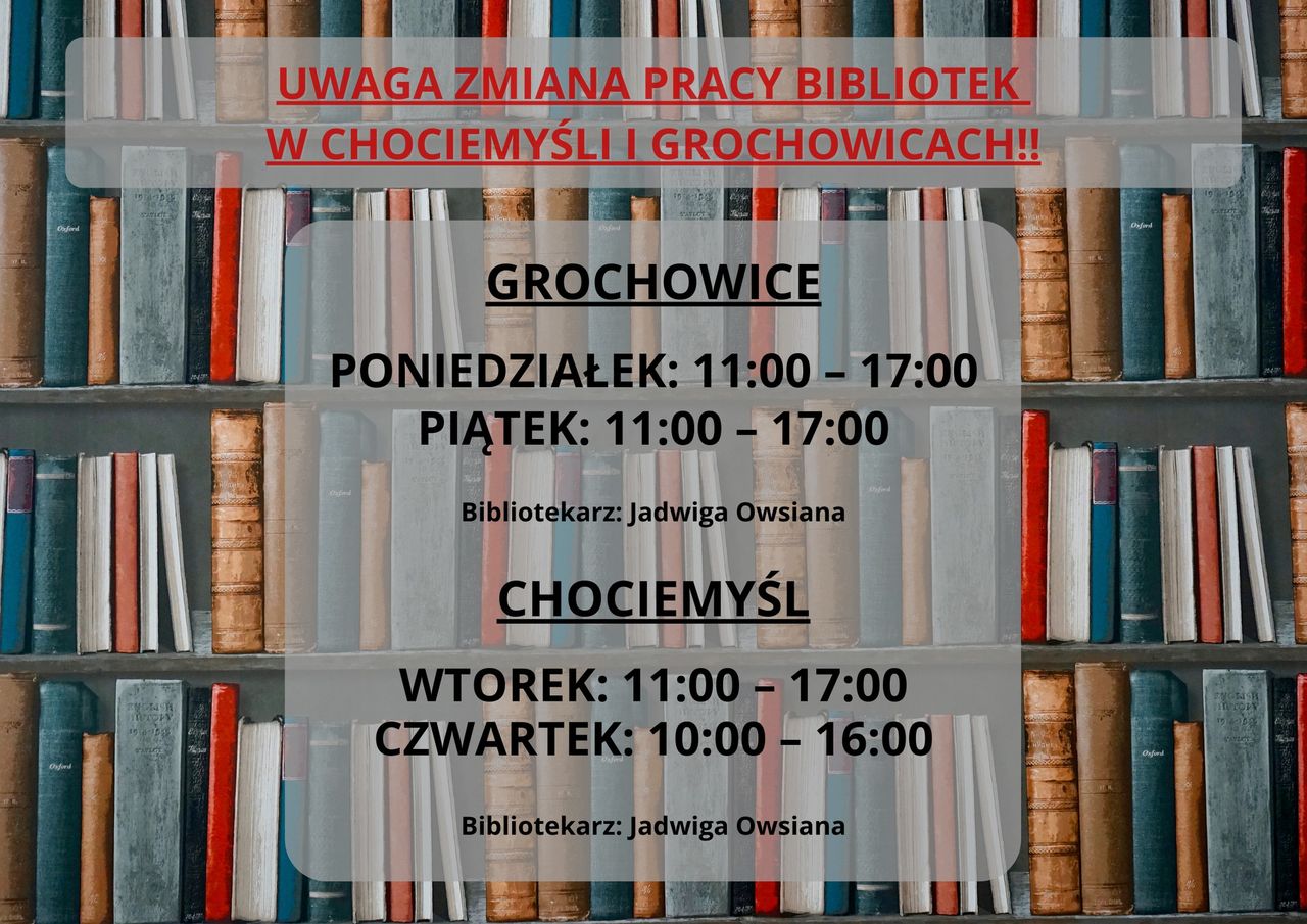 uwaga zmiana pracy  bibliotek