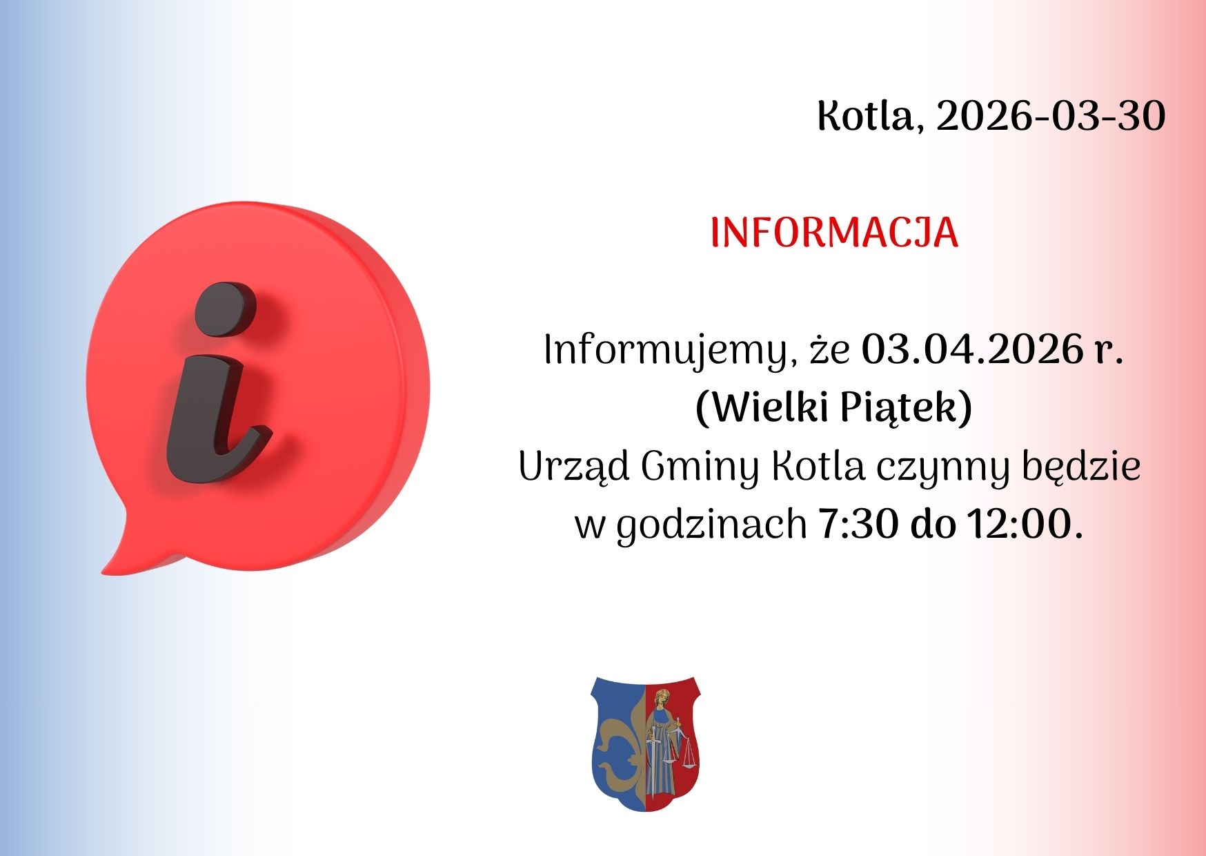 INFORMACJA Z DNIA 30.03.2026 r. 