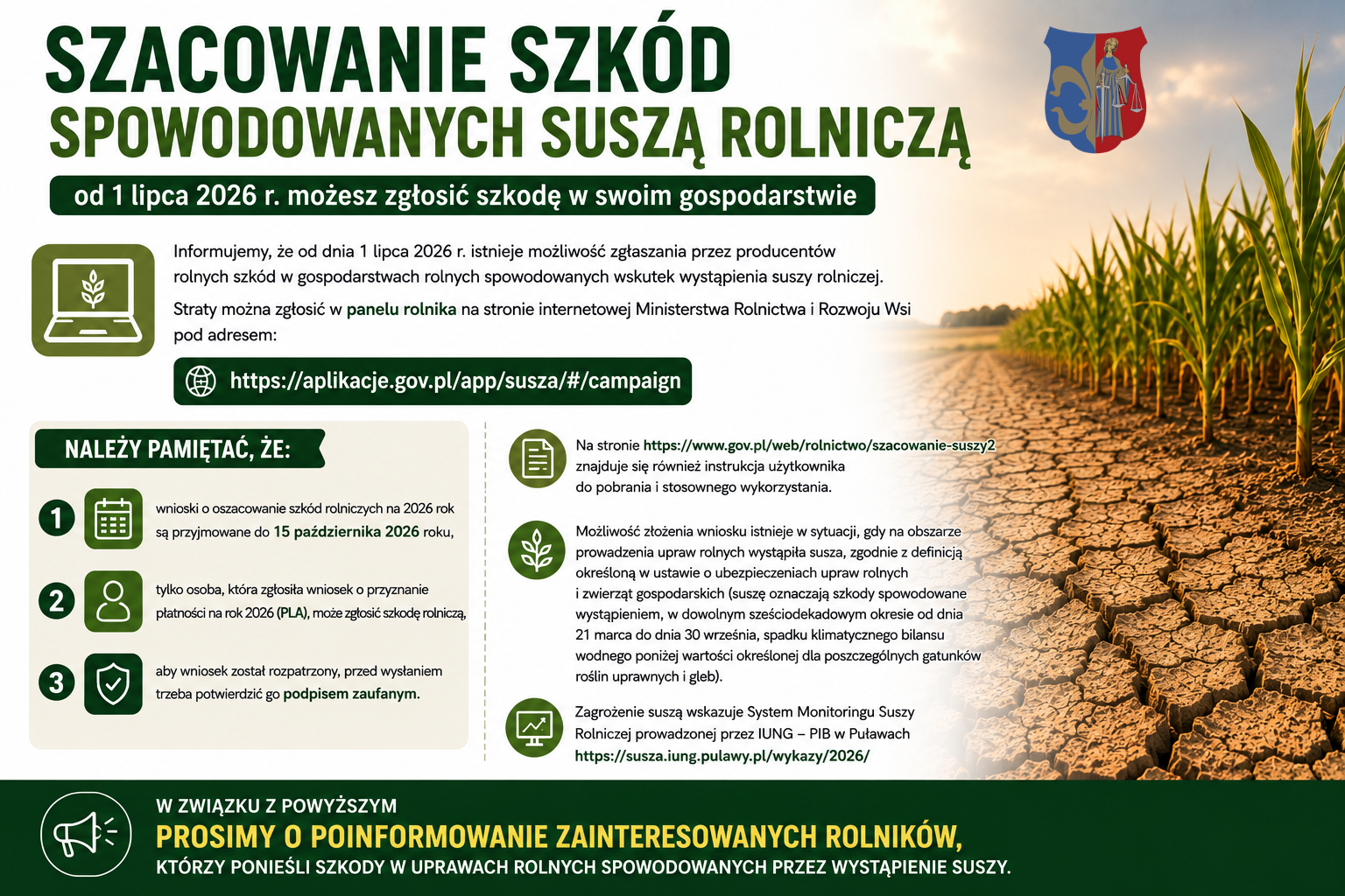 SZACOWANIE SZKÓD SPOWODOWANYCH SUSZĄ ROLNICZĄ